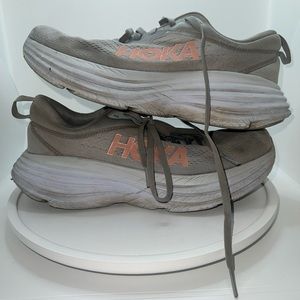 Hoka One One Bondi 8 Women's Gray Orange Running Shoes 1127952 MHLR Size 8.5B
